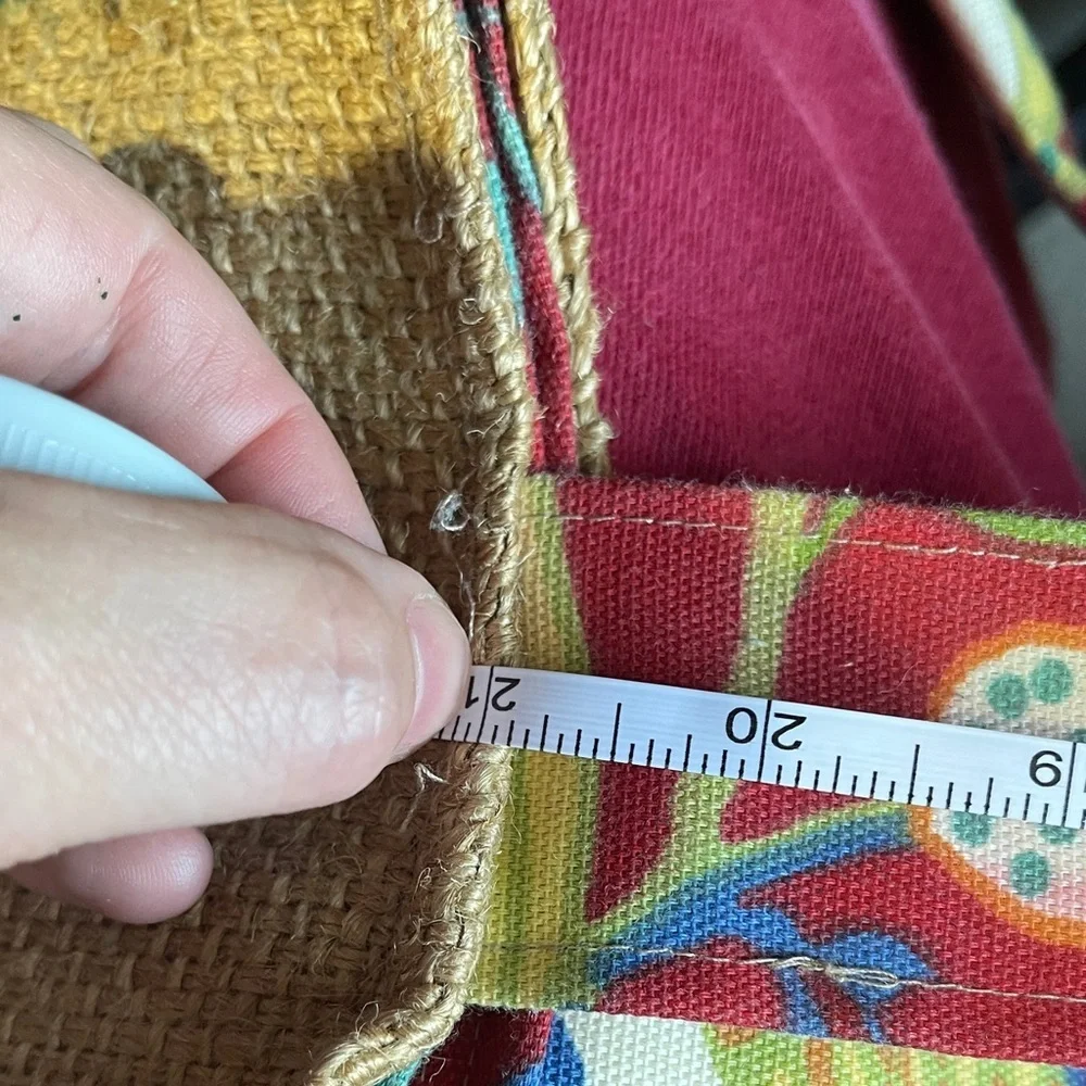 Chic Burlap Tote with Green Accents Made with 100% recycled material